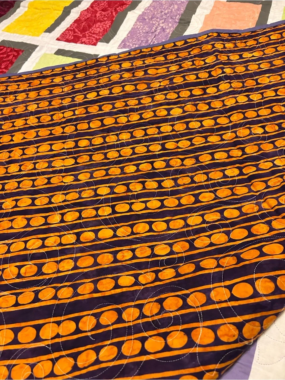 ONE OF A KIND- HANDCRAFTED Block& Shadow Quilt - Multicolor